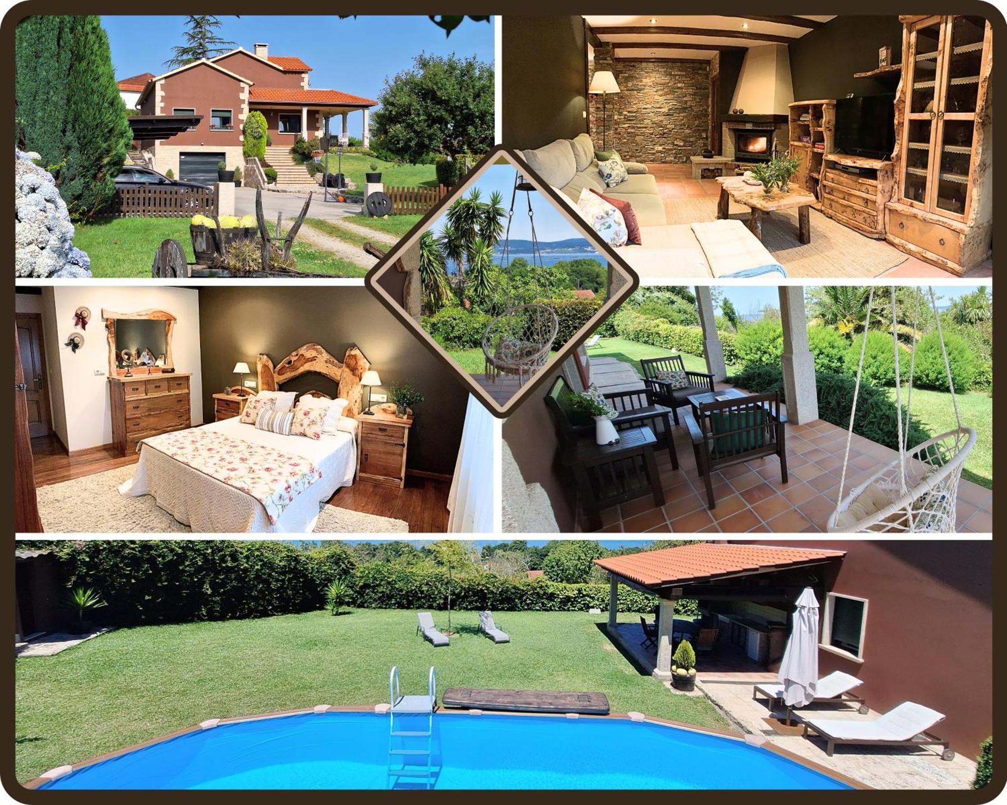 Chalet Rural 400 M Playa Piscina Barbacoa Chimenea Bueu Exterior photo